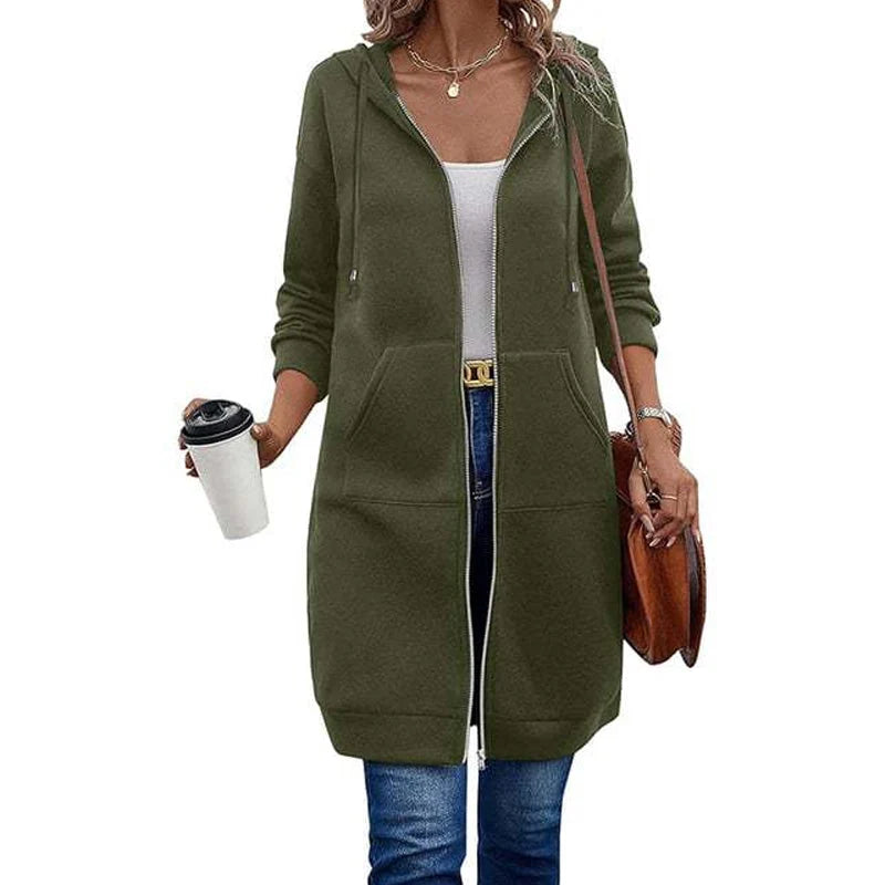 Women's Mid Length Hooded Cardigan Jacket