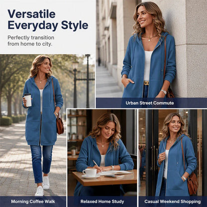 Women's Mid Length Hooded Cardigan Jacket