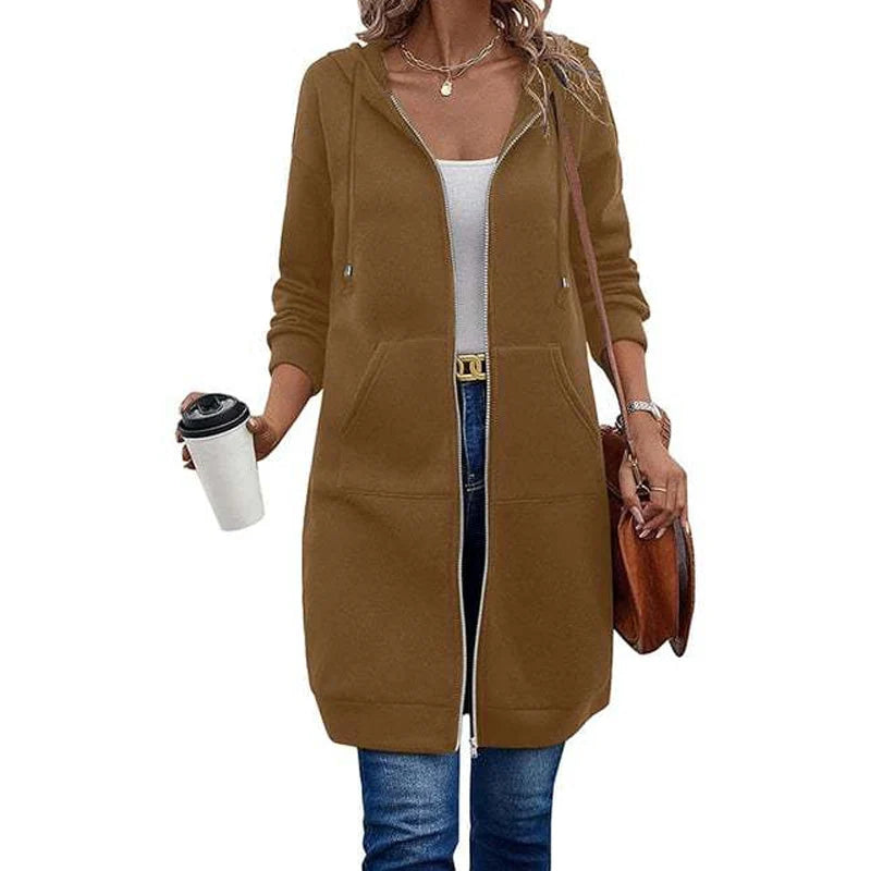 Women's Mid Length Hooded Cardigan Jacket