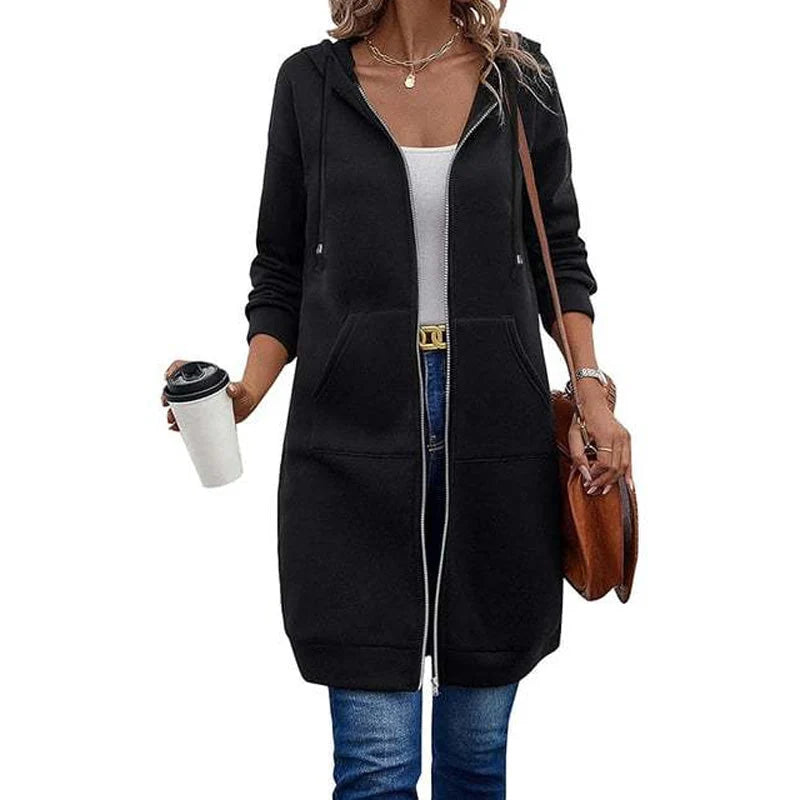 Women's Mid Length Hooded Cardigan Jacket