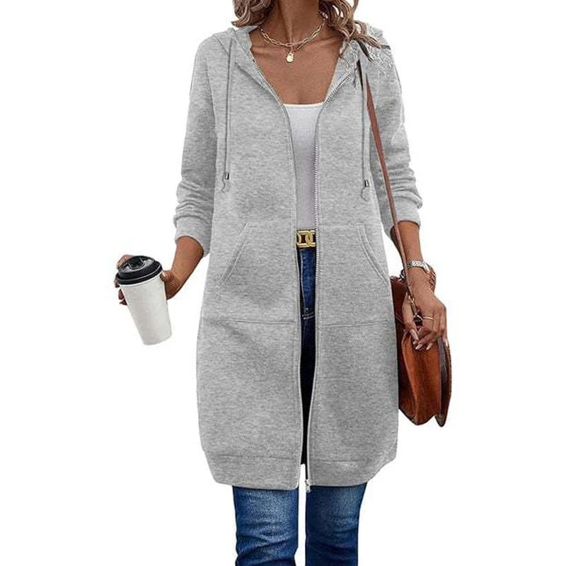 Women's Mid Length Hooded Cardigan Jacket