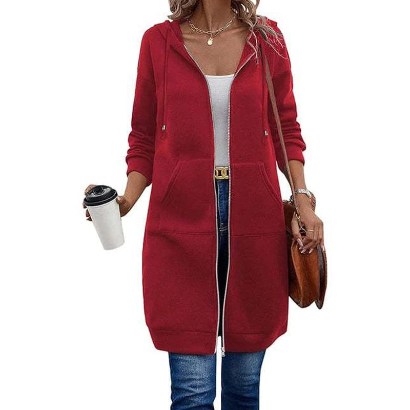 Women's Mid Length Hooded Cardigan Jacket