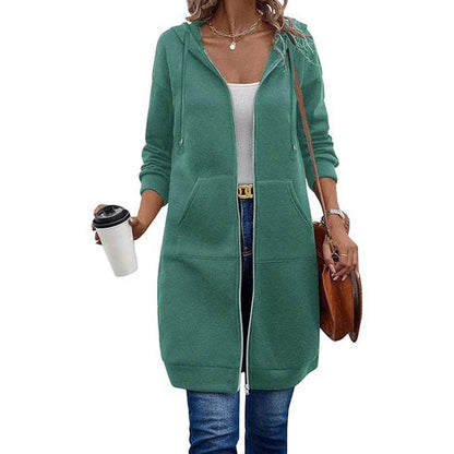 Women's Mid Length Hooded Cardigan Jacket