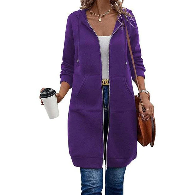 Women's Mid Length Hooded Cardigan Jacket