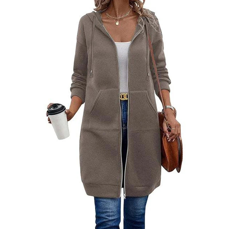 Women's Mid Length Hooded Cardigan Jacket