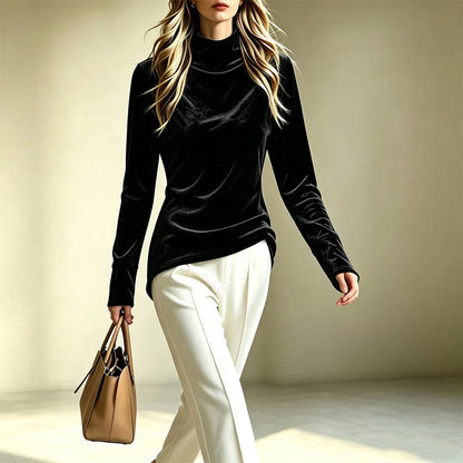 Women's Relaxed Turtleneck Long Sleeve Top