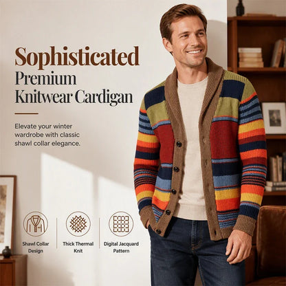 Men's Striped Shawl Collar Cardigan