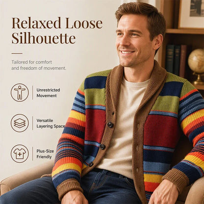 Men's Striped Shawl Collar Cardigan