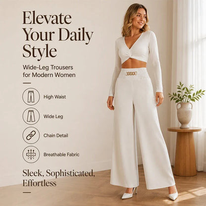 Women's Smocked Waist Wide Leg Trousers