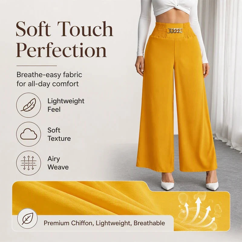 Women's Smocked Waist Wide Leg Trousers