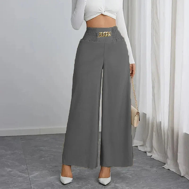 Women's Smocked Waist Wide Leg Trousers