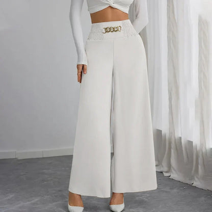 Women's Smocked Waist Wide Leg Trousers
