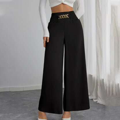 Women's Smocked Waist Wide Leg Trousers
