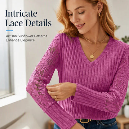 Women's Lace V Neck Relaxed Top