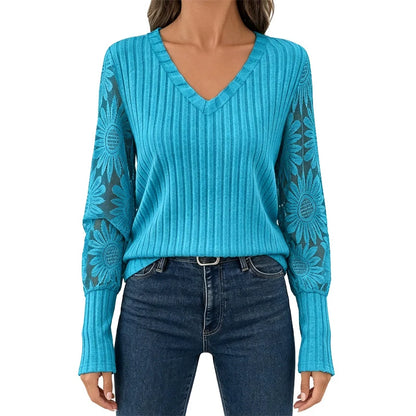 Women's Lace V Neck Relaxed Top