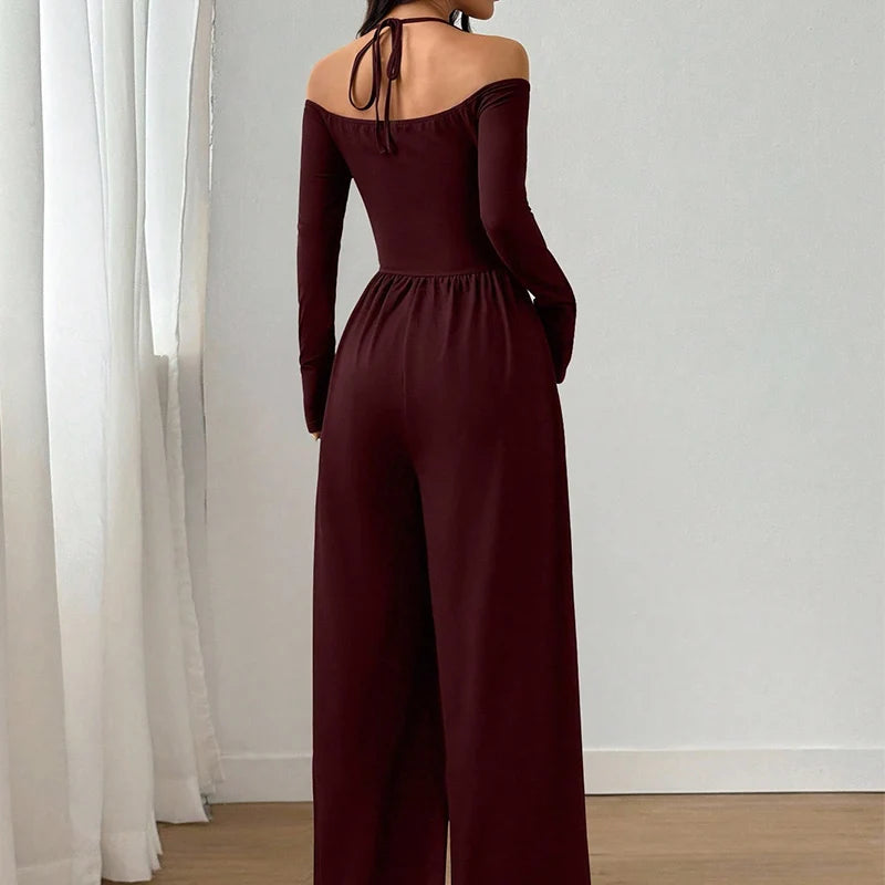 Women's Wide Leg V Neck Jumpsuit