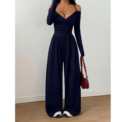 Women's Wide Leg V Neck Jumpsuit