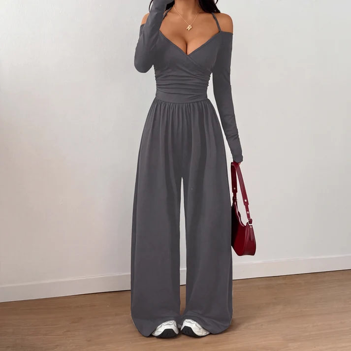 Women's Halter Neck Wide-Leg Jumpsuit