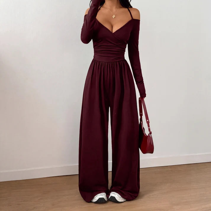Women's Halter Neck Wide-Leg Jumpsuit