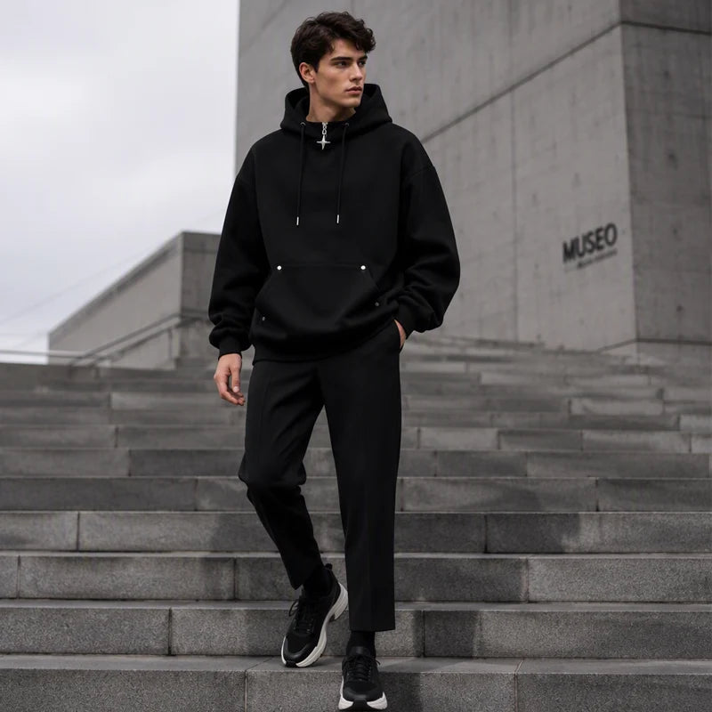 Men's High Collar Relaxed Hoodie