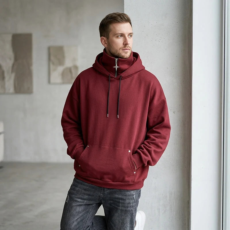 Men's High Collar Relaxed Hoodie