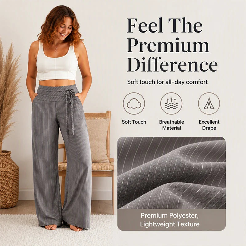 Women's Striped Wide Leg Trousers