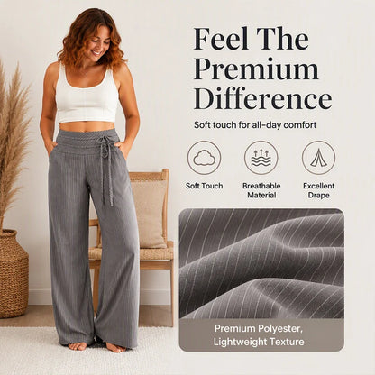 Women's Striped Wide Leg Trousers