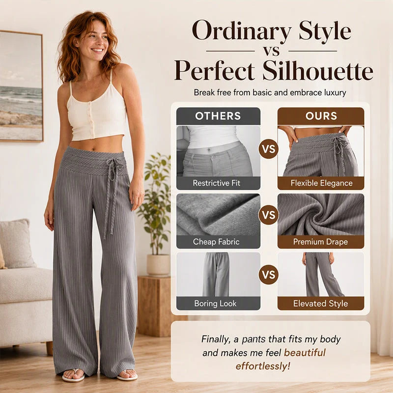 Women's Striped Wide Leg Trousers