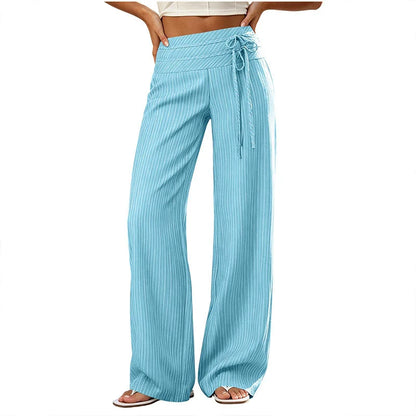 Women's Striped Wide Leg Trousers