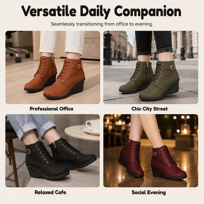 Women's Side Zip Wedge Ankle Boots
