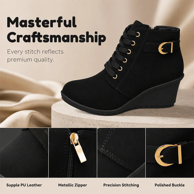 Women's Side Zip Wedge Ankle Boots