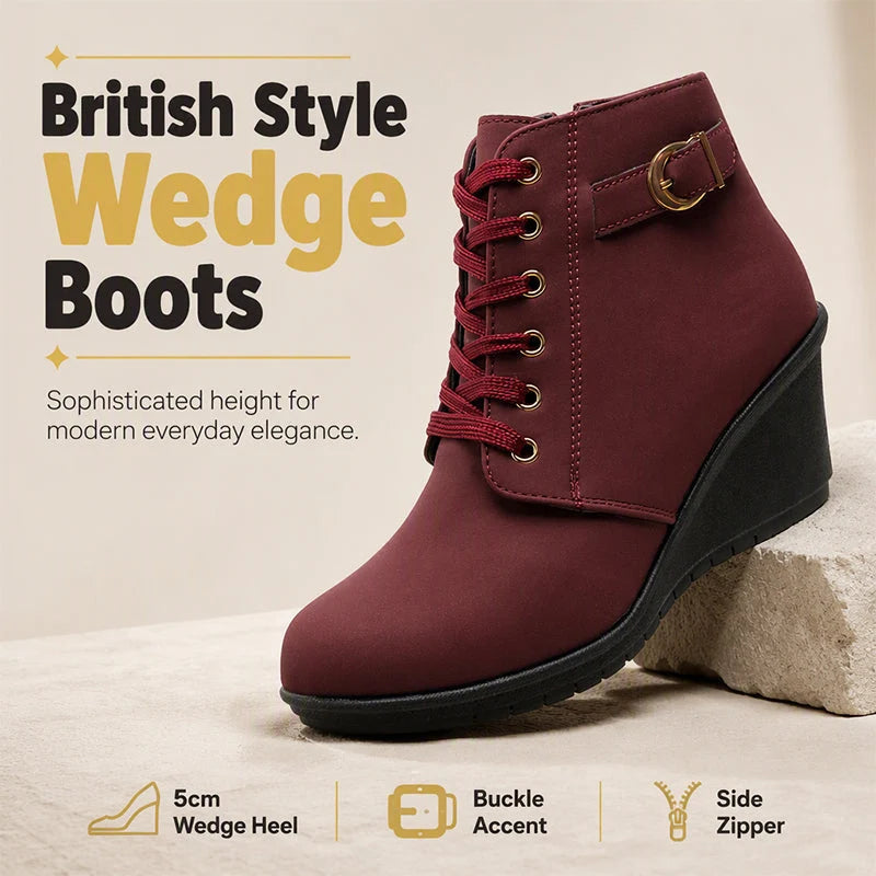 Women's Side Zip Wedge Ankle Boots