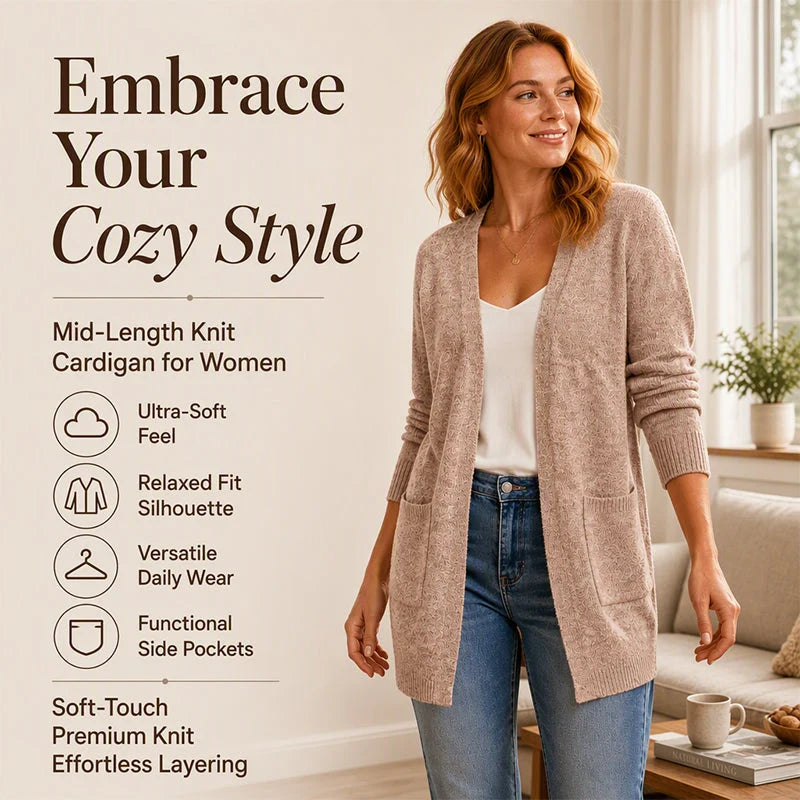 Women's Textured Open Front Cardigan