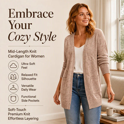 Women's Textured Open Front Cardigan