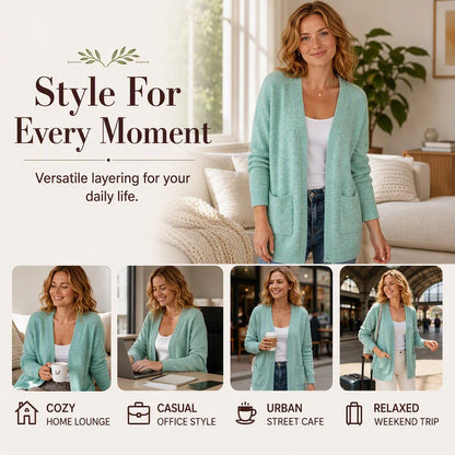 Women's Textured Open Front Cardigan
