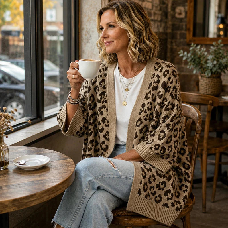 Women's Leopard Print Open Front Cardigan
