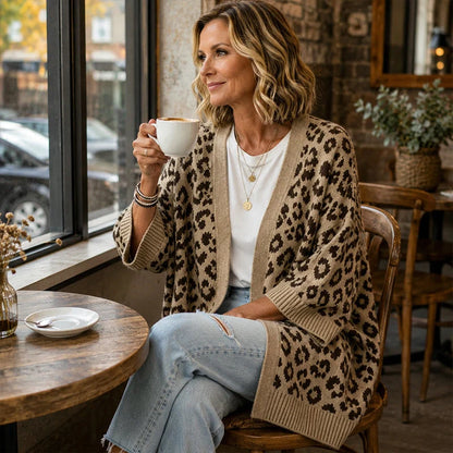 Women's Leopard Print Open Front Cardigan