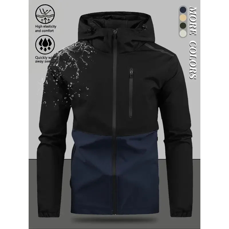 Men's Colour Block Hooded Outdoor Jacket
