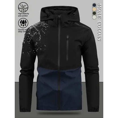 Men's Colour Block Hooded Outdoor Jacket