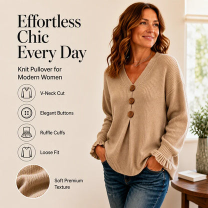 Women's Textured V-Neck Knit Jumper