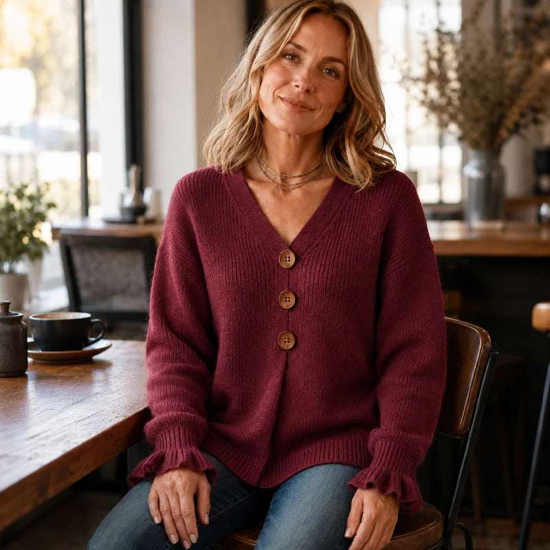 Women's Textured V-Neck Knit Jumper