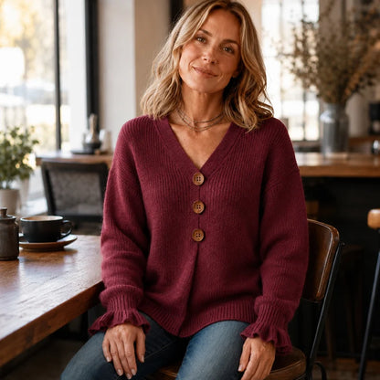 Women's Textured V-Neck Knit Jumper