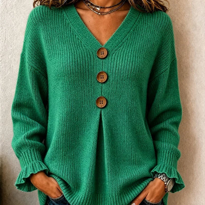 Women's Textured V-Neck Knit Jumper