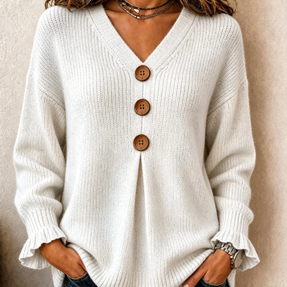 Women's Textured V-Neck Knit Jumper