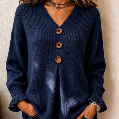 Women's Textured V-Neck Knit Jumper