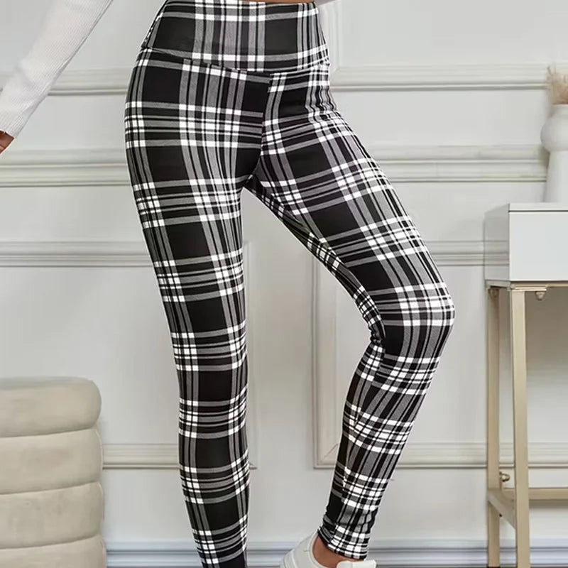Women's Fleece-Lined High-Waisted Plaid Leggings