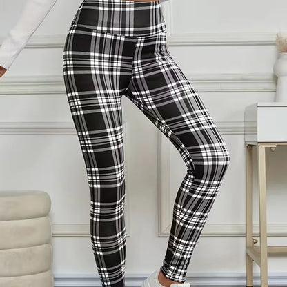 Women's Fleece-Lined High-Waisted Plaid Leggings