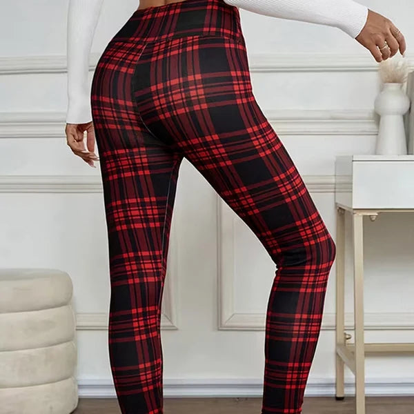 Women's Fleece-Lined High-Waisted Plaid Leggings