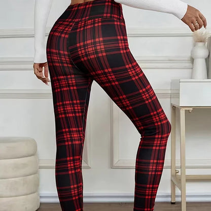 Women's Fleece-Lined High-Waisted Plaid Leggings