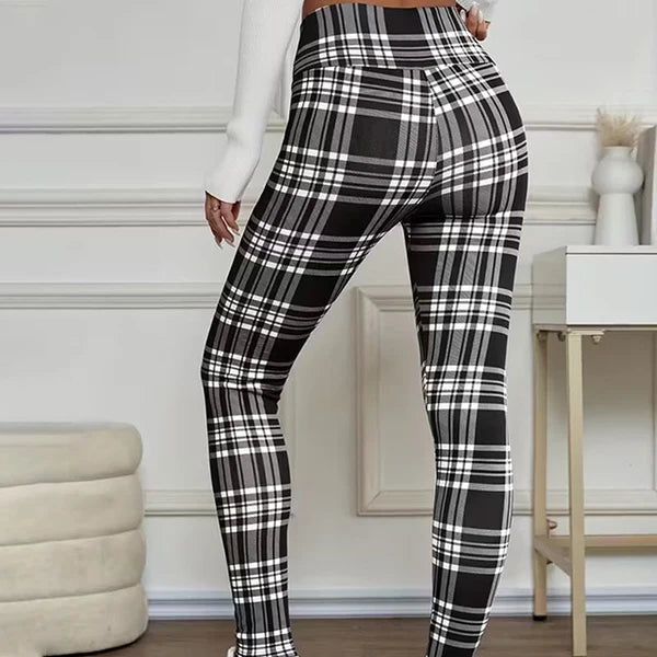 Women's Fleece-Lined High-Waisted Plaid Leggings